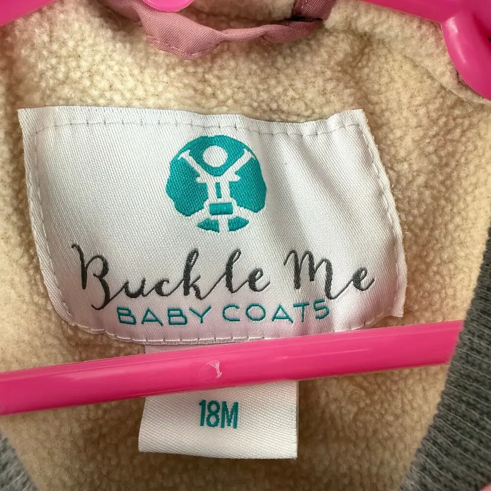 Buckle Me Baby Coat Size 18M Car Seat Safety Toddler Girls Pink Puffer Jacket